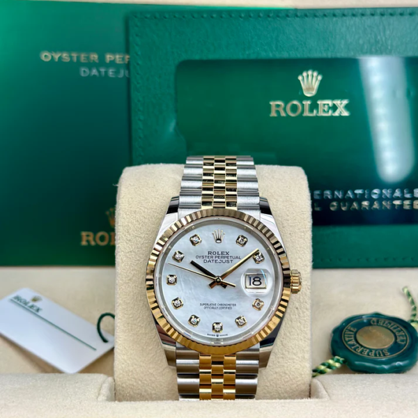 Rolex DATEJUST 36mm 126233 WHITE MOP DIAMONDS JUBILEE UNWORN