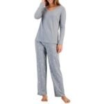 Charter Club Cotton V-Neck Reindeer Print Pajama Set