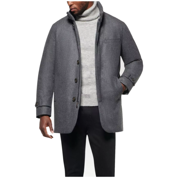 Norwegian Wool Stretch Down Filled Car Coat Charcoal