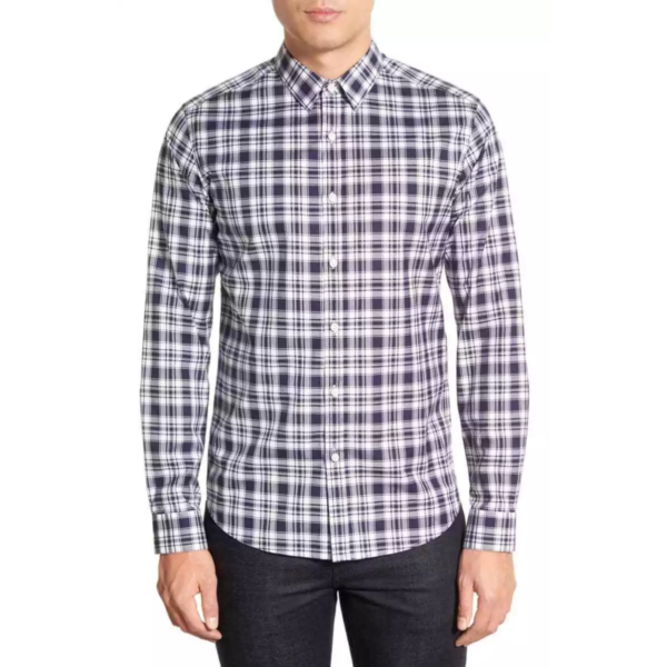 NWOT Theory 'Zack' Trim Fit Plaid Sport Shirt M Size