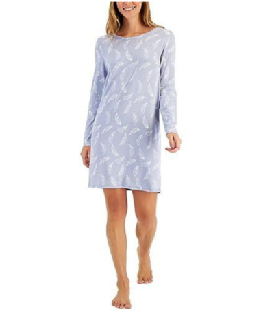 Charter Club Women's Butter Soft Sleepshirt (S, Zen Blu Feathers)