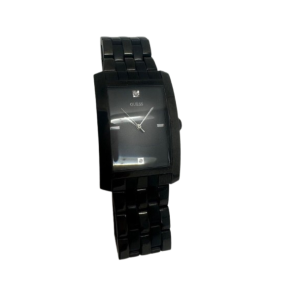 GUESS Men's G10610G Classic Black Rectangular Jewel Accented Wrist Watch