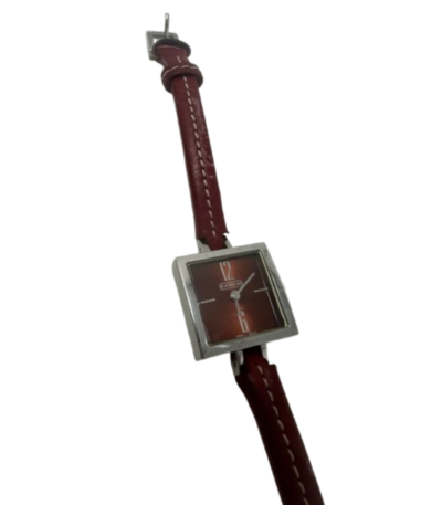 Coach 20mm Stainless Steel Quartz Watch Red Leather Band