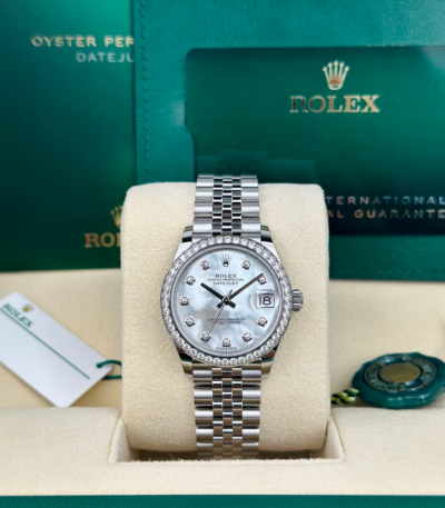 Rolex DATEJUST 31mm 278384RBR WHITE MOP DIAMONDS BEZEL JUBILEE UNWORN