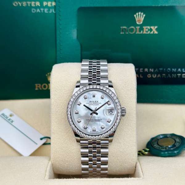 Rolex DATEJUST 31mm 278384RBR WHITE MOP DIAMONDS BEZEL JUBILEE UNWORN