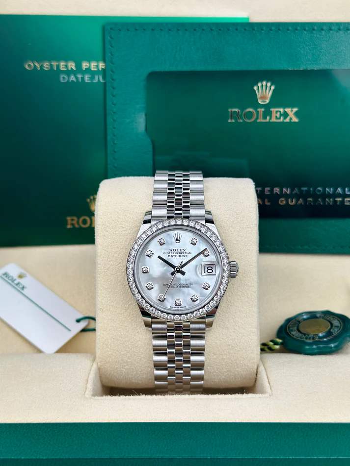 Rolex DATEJUST 31mm 278384RBR WHITE MOP DIAMONDS BEZEL JUBILEE UNWORN