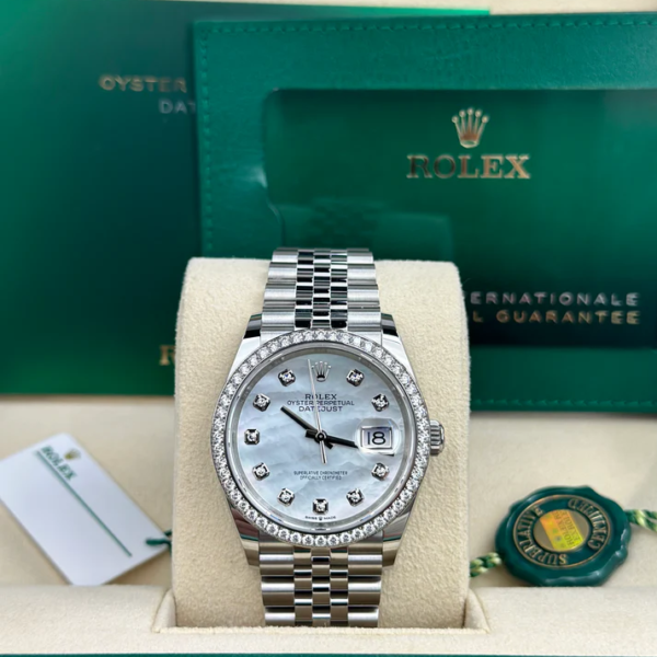 Rolex DATEJUST 36mm 126284 WHITE MOP DIAMONDS BEZEL JUBILEE UNWORN