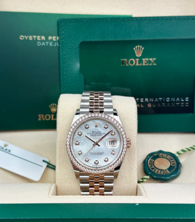 Rolex DATEJUST 36mm 126281 WHITE MOP DIAMONDS BEZEL JUBILEE UNWORN