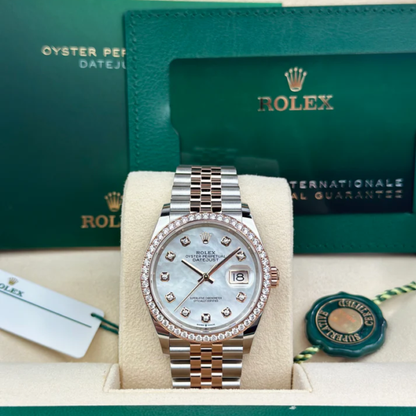 Rolex DATEJUST 36mm 126281 WHITE MOP DIAMONDS BEZEL JUBILEE UNWORN