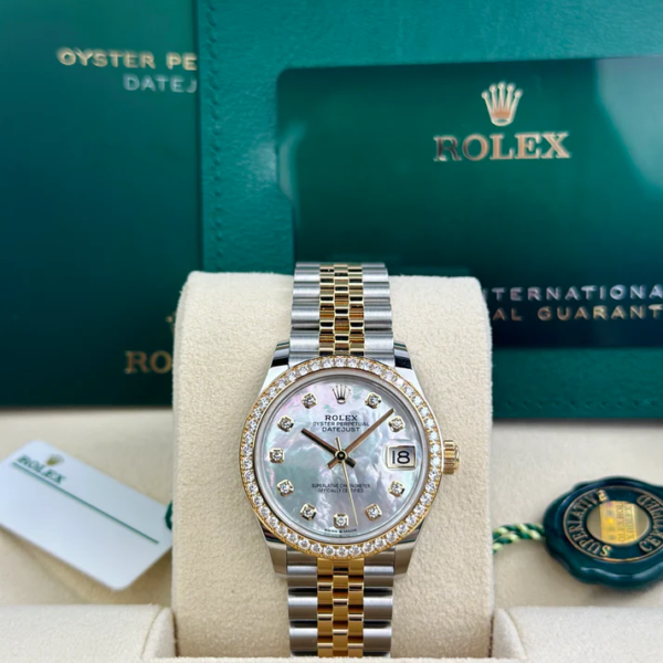 Rolex DATEJUST 31mm 278383RBR WHITE MOP DIAMONDS BEZEL JUBILEE UNWORN