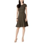 Alfani Lace Fit Flare Dress Urban Olive 16