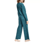 Jenni Women's 2-Piece Cozy Ribbed Knit Pajama Set, Green Subtle Tie Dye, L