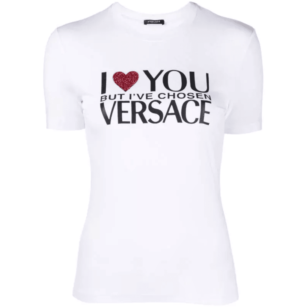 New versace slogan-print Women’s T-shirt White Size 38 US 2 MSRP -$650