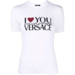 New versace slogan-print Women’s T-shirt White Size 38 US 2 MSRP -$650