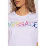 Versace Versace Rainbow-Logo Crewneck T-Shirt White Size 38 US 2 MSRP $650