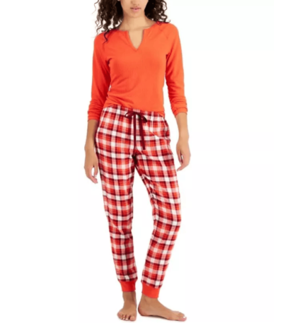 Jenni Women's Split-Neck Pajama Top, Papaya Punch, L