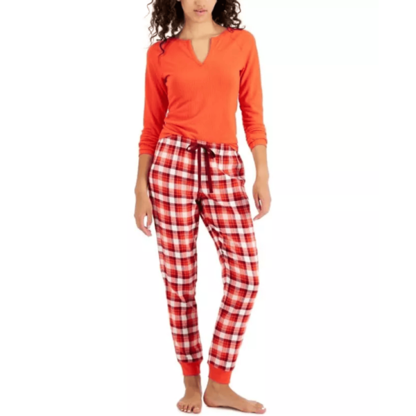 Jenni Women's Split-Neck Pajama Top, Papaya Punch, L