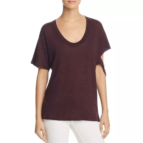 IRO. Jeans Womens Purple Linen Destroyed Heathered T-Shirt Top S