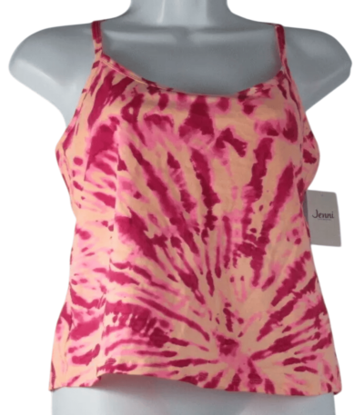 Jenni Women's Shelf-Bra Lounge Camisole Top, Juicy Melon Tie Dye, XS