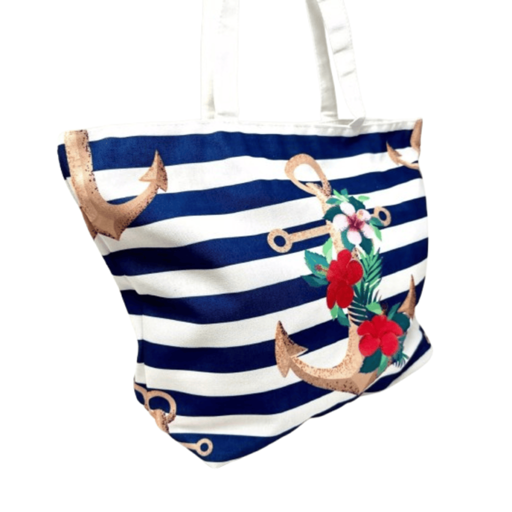 Fabric Shopper Unisex Bag On The Shoulder Bright Nautical Print 100% Cotton