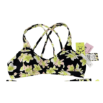 Hurley Bikini Max Plumeria Sz Large Scoop Neck Strappy Top L Black/Green