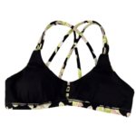 Hurley Bikini Max Plumeria Sz Large Scoop Neck Strappy Top L Black/Green