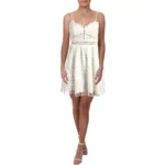 Aqua Womens White Lace Ladder Stitch Party Cocktail Dress M