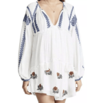 Free People White Wild Horses Embroidery Tassel Tie Boho MiniDress S