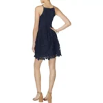 Bar III Womens Illusion Fit & Flare Cocktail Dress Navy M