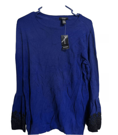 Alfani Womens Lace Cuff Pullover Sweater, Blue, Medium