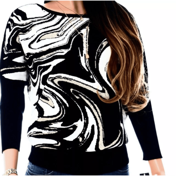 Alfani Womens Sweater Top Lightweight Marble Print