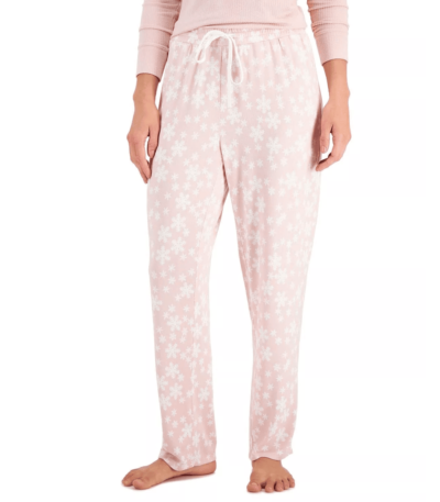 Charter Club Women's Butter Soft Printed Pajama Pants (Chalky Rose Snowflake,