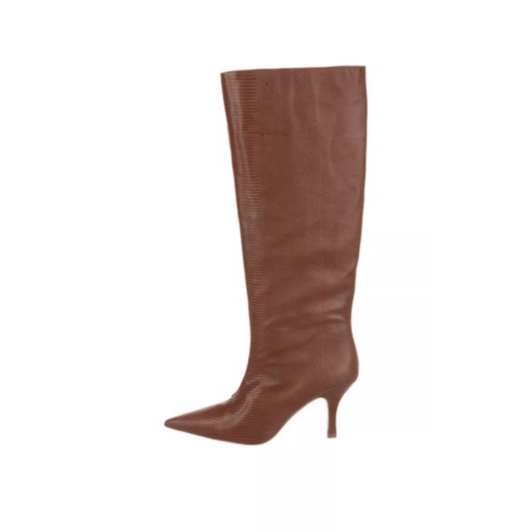 Loeffler Randall Whitney Kitten Heel Boots Knee High Toffee Brown Leather 5.5