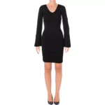 Lauren by Ralph Lauren Women's Bell-Sleeve V-Neck Dress (L, Black)