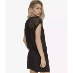 Calvin Klein Crochet-Shoulder Tunic Cover Up, Black, Small/Medium New