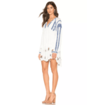 Free People White Wild Horses Embroidery Tassel Tie Boho MiniDress S