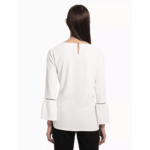 Calvin Klein Women's Bell Sleeve with Lace Detail, Soft White, XL