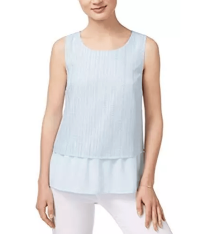 Womens New 1365 Light Blue Scoop Neck Top S