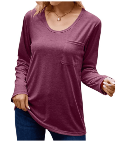 Alfani Women's Scoop Neckline Long-Sleeve Jersey Sleep Top Wild Ginger