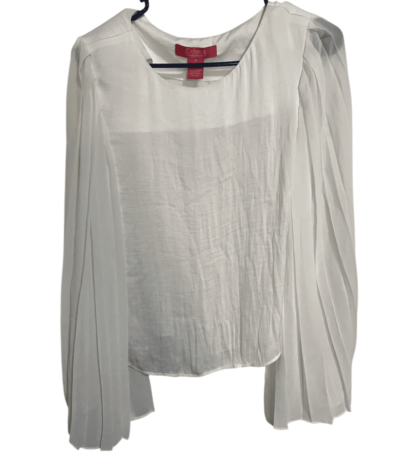 Catherine Carherine Malandrino White Blouse Wode Pleated Sleeves M