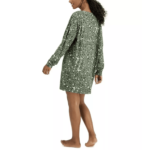 Jenni Women's Soft Knit V-Neck Sleepshirt, Green Leopard Animal Print, XS