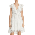 Elliatt Plunge Neckline Interlude White Lace Ruffled Dress L