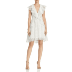 Elliatt Plunge Neckline Interlude White Lace Ruffled Dress L