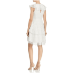 Elliatt Plunge Neckline Interlude White Lace Ruffled Dress L