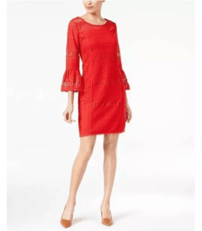 Alfani Crochet Illusion Dress Red 18