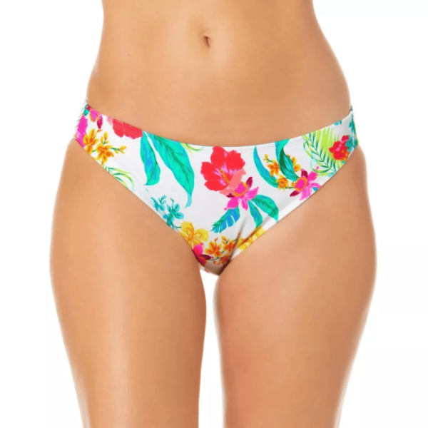 Salt + Cove Womens Juniors Floral Print Hipster Swim Bottom Separates White L