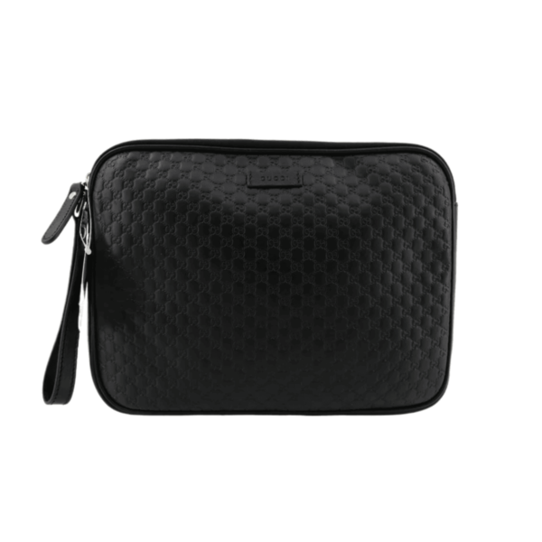 Gucci Zip Clutch Bag Black Microguccissima 2511