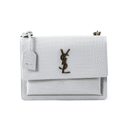 YSL Sunset Medium White Croc