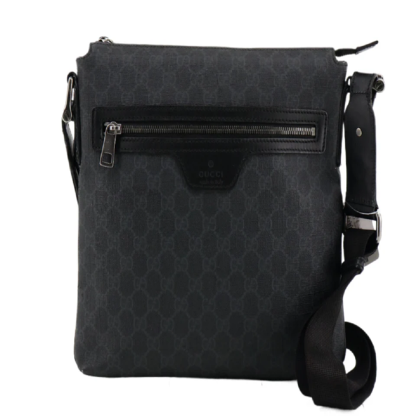 Gucci Front Zip Messenger Black GG 2692