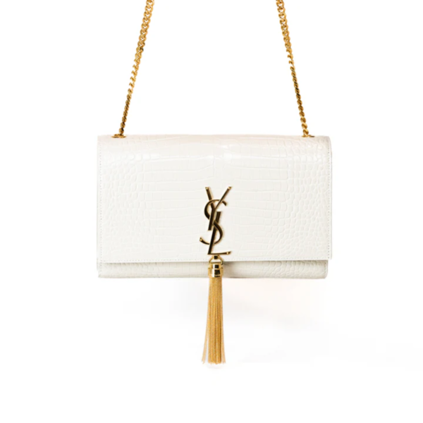 YSL Kate Tassel Medium White Croc